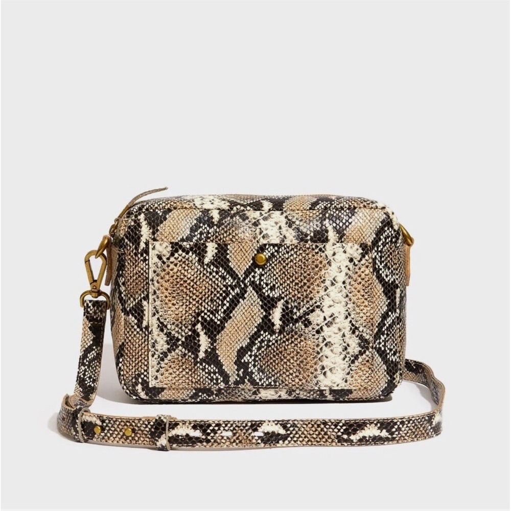 Madewell The Transport Camera Crossbody Bag Snake Embossed Leather Edition
